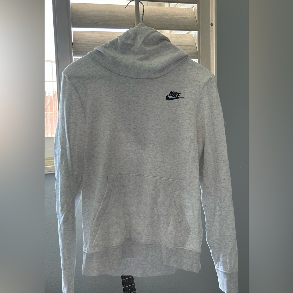 nike grey sweatshirt with fleece funnel neck